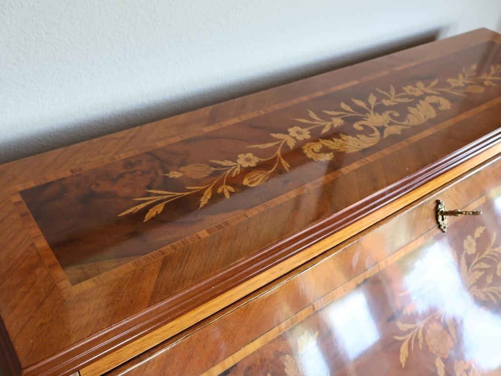 Marconi Arte Italian Inlaid Bombe-Form Secretary Desk - 3