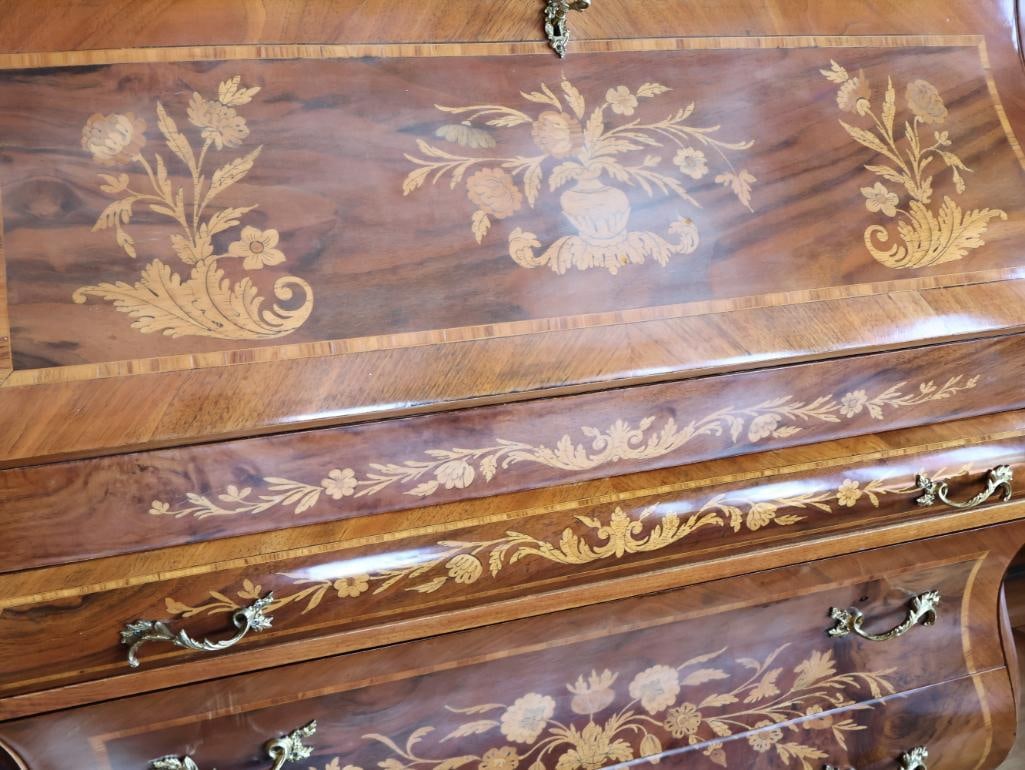 Marconi Arte Italian Inlaid Bombe-Form Secretary Desk - 6