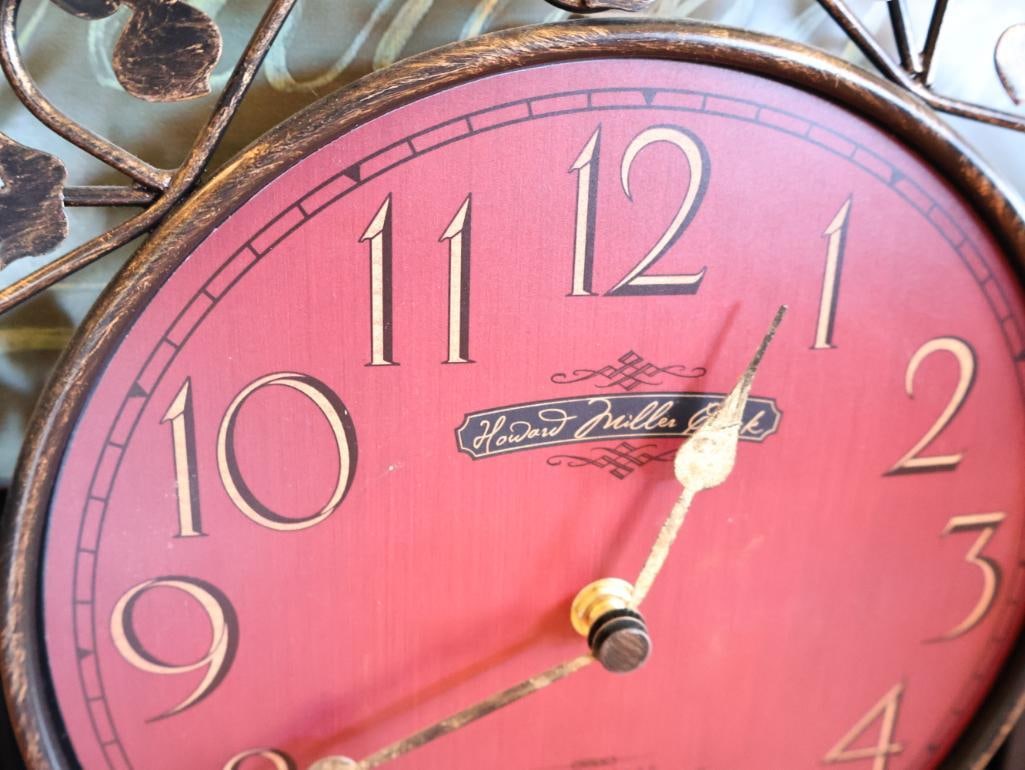 Wrought Iron Pendulum Wall Clock & Champagne Folding Tray Table Set - 3