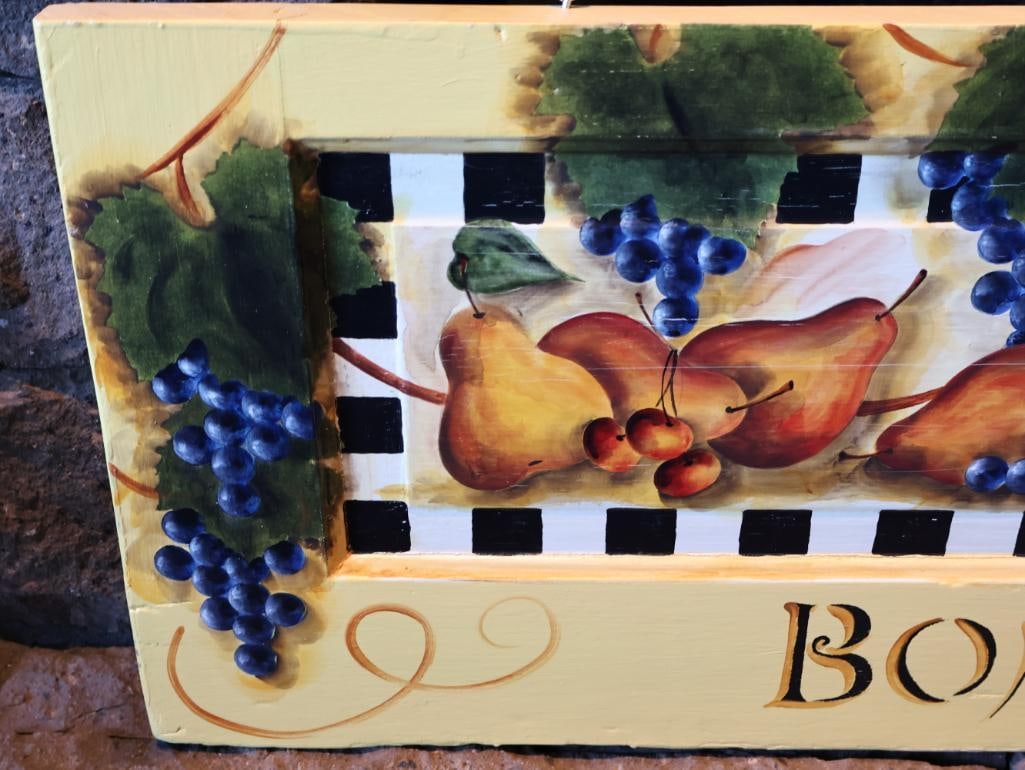 Hand-Painted Bon Appetit Wine & Fruit Wall Art - 2