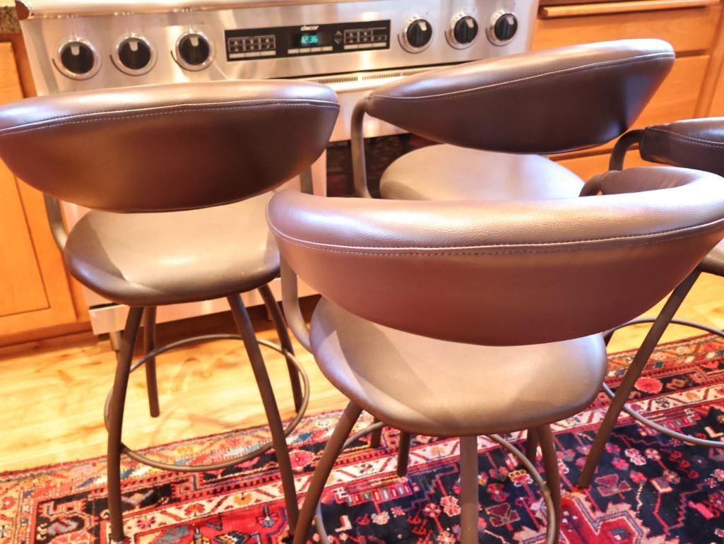 Set of 4 Contemporary Black Upholstered Bar Stools - 10