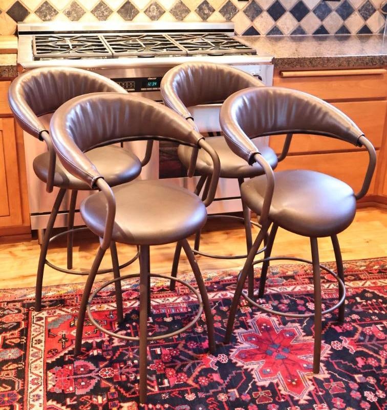 Set of 4 Contemporary Black Upholstered Bar Stools - 2