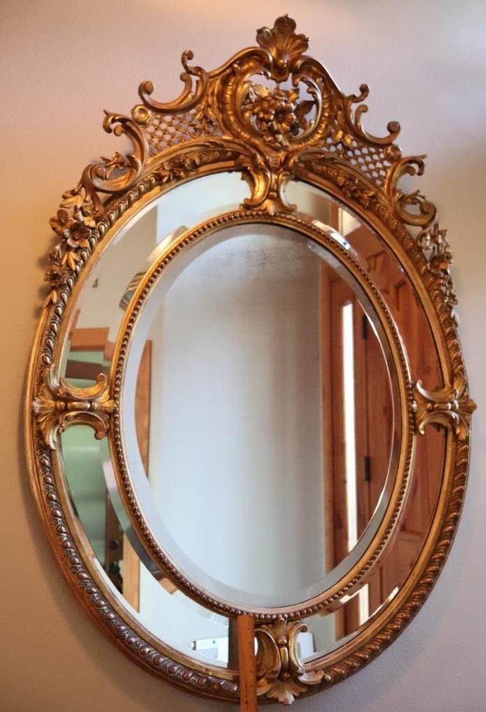 Antique Large Ornate Gilt Louis XV Revival Rococo Style Bevel Mirror - 2