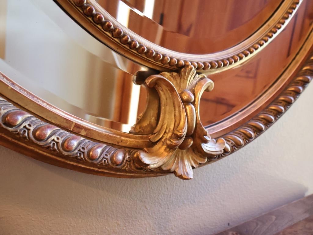 Antique Large Ornate Gilt Louis XV Revival Rococo Style Bevel Mirror - 8
