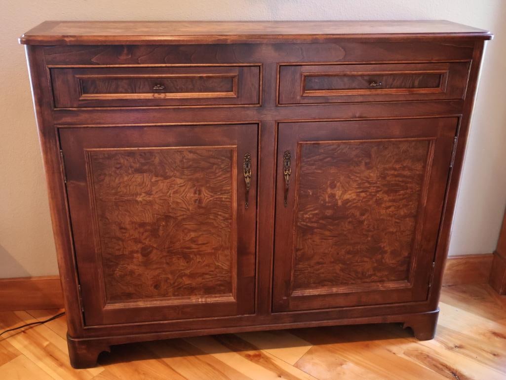 Traditional Burl Veneer Two-Door Sideboard Cabinet (1 of 8)