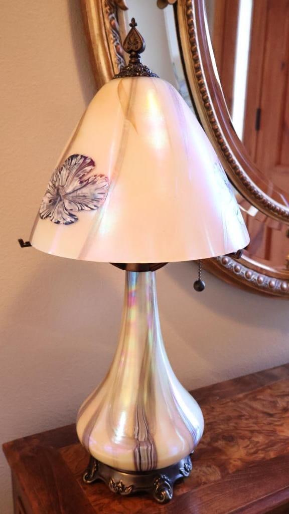 Quoizel Iridescent Art Glass Floral Table Lamp by Todd Phillips (1 of 14)