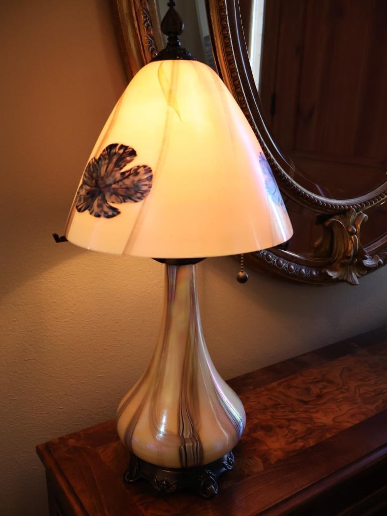 Quoizel Iridescent Art Glass Floral Table Lamp by Todd Phillips - 6