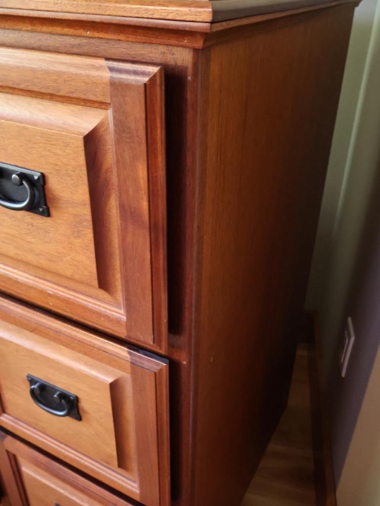 Pair of Wood Two- and Three-Drawer File Cabinets with Mission-Style Hardware - 10