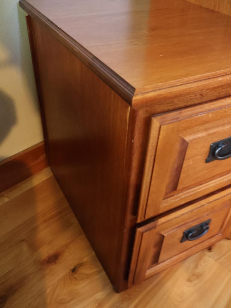 Pair of Wood Two- and Three-Drawer File Cabinets with Mission-Style Hardware - 11