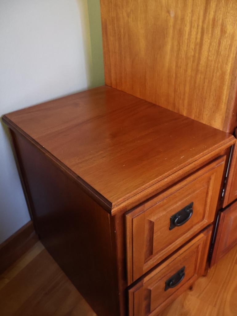 Pair of Wood Two- and Three-Drawer File Cabinets with Mission-Style Hardware - 4