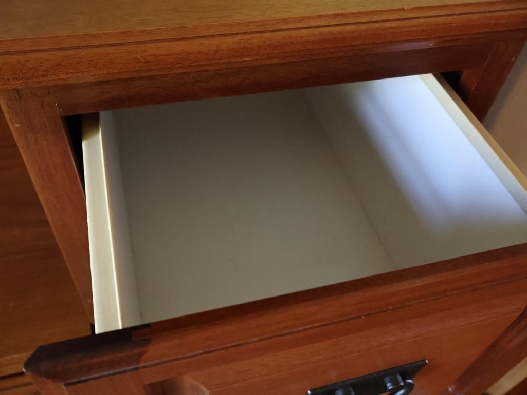 Pair of Wood Two- and Three-Drawer File Cabinets with Mission-Style Hardware - 6