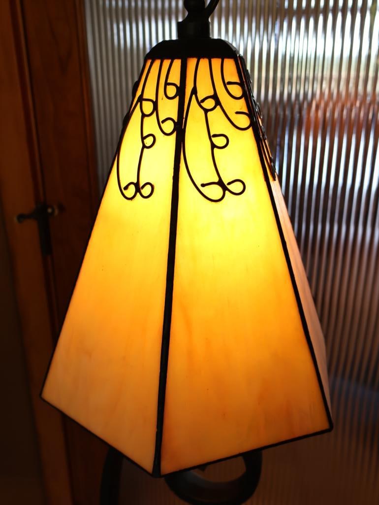 Quoizel Art Nouveau-Style Iridescent Glass and Wrought Iron Floor Lamp - 3