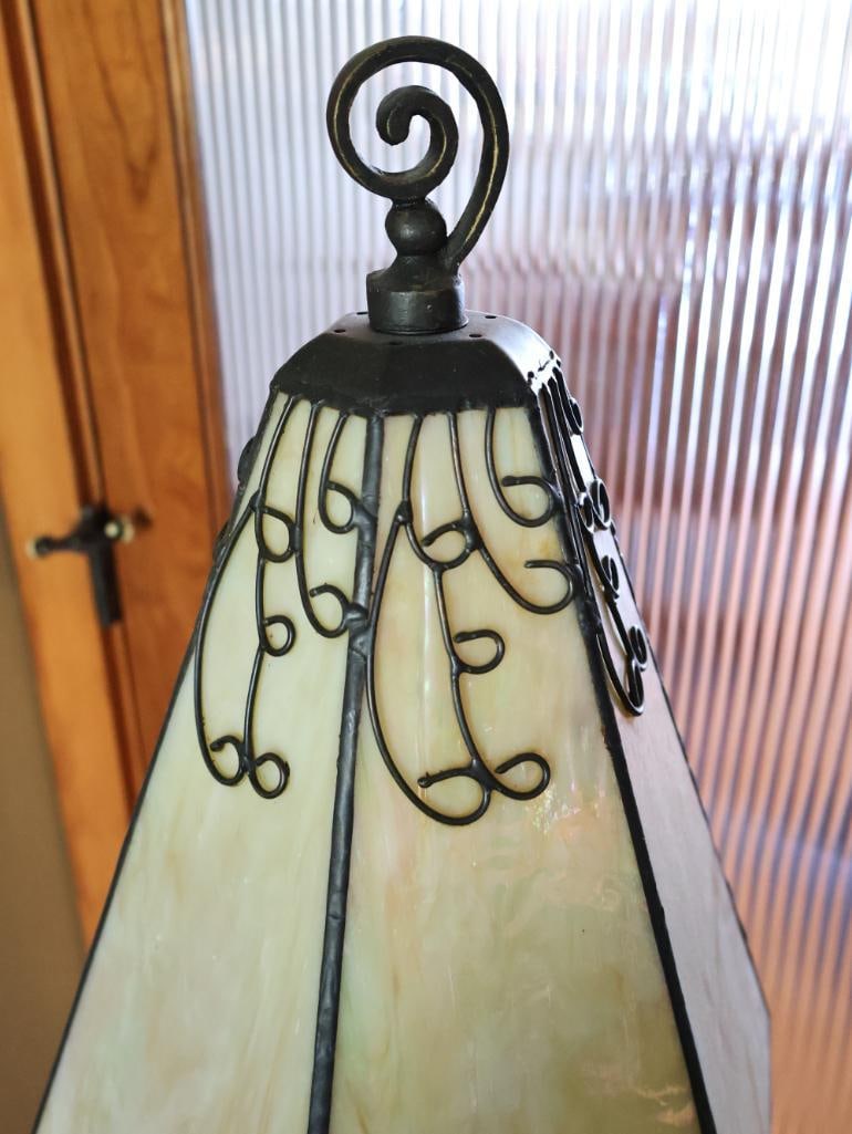Quoizel Art Nouveau-Style Iridescent Glass and Wrought Iron Floor Lamp - 5