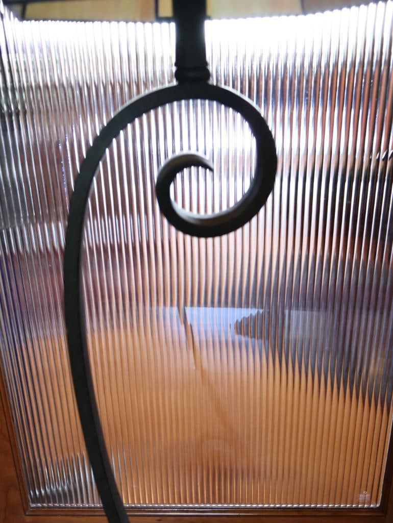 Quoizel Art Nouveau-Style Iridescent Glass and Wrought Iron Floor Lamp - 6