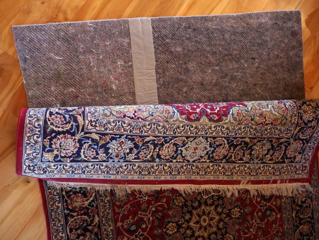 Persian-Style Floral Medallion Area Rug, Red and Navy - 5