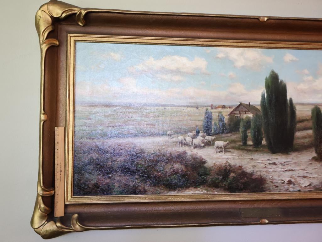 Rex Gelmar Pasture Land in Belgium Signed Oil on Canvas - 4