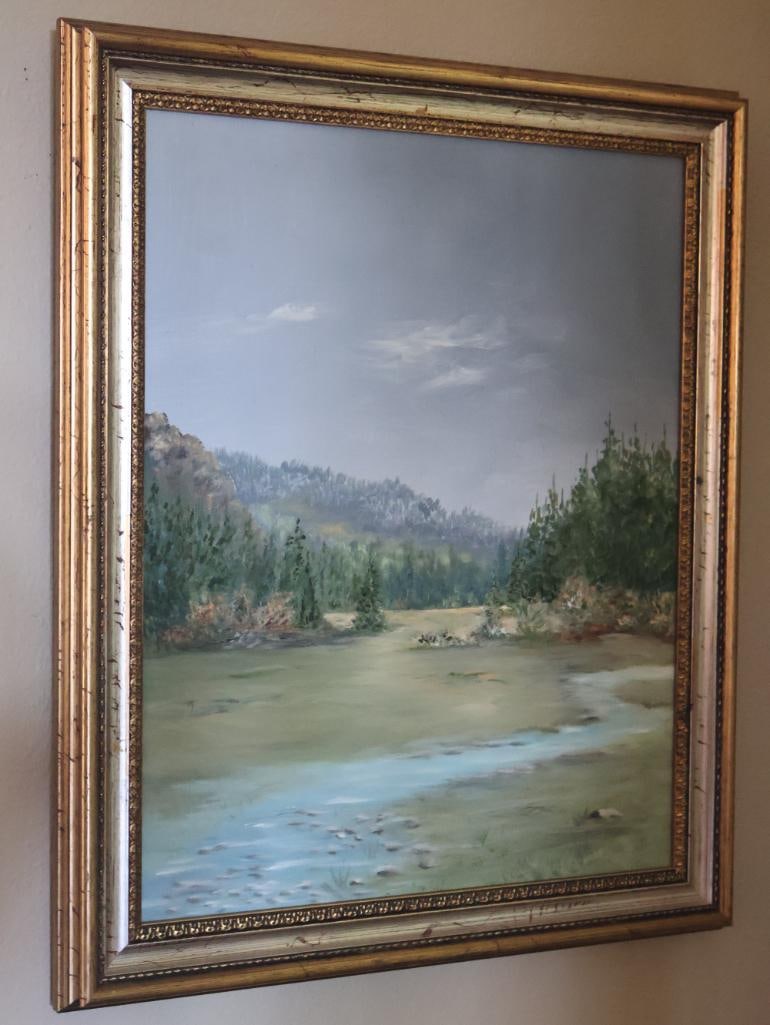 Mountain River Landscape Oil Painting - 2
