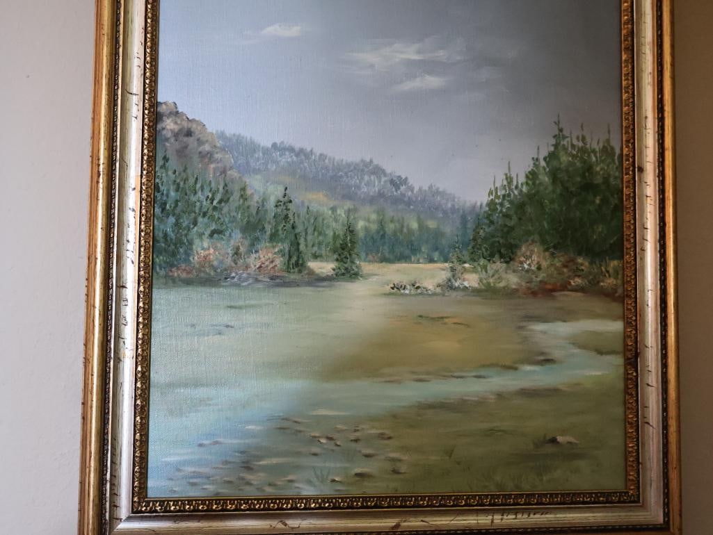 Mountain River Landscape Oil Painting - 4