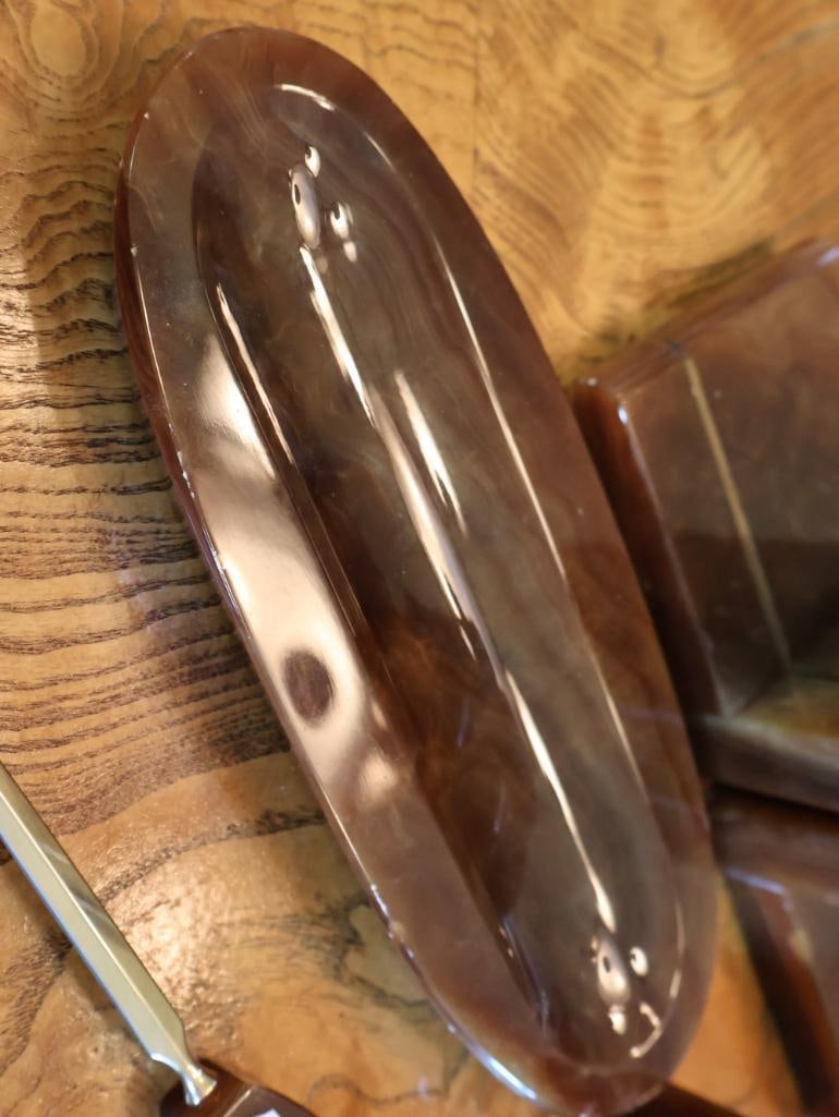Vintage Karstadt Banded Onyx Desk Set - 5