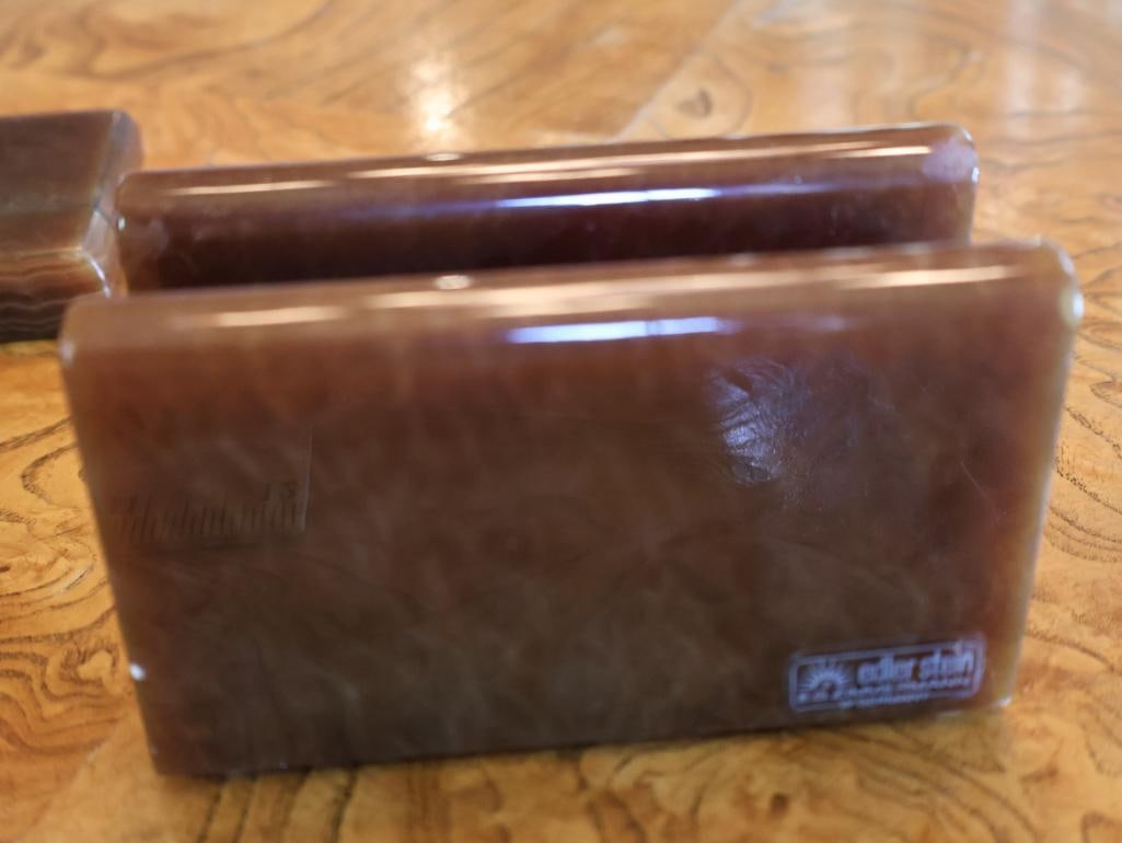 Vintage Karstadt Banded Onyx Desk Set - 9