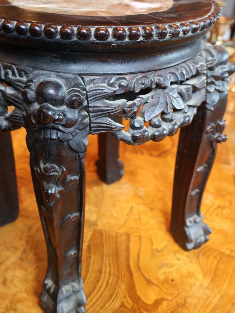 Antique Chinese Carved Plant Stand - 3