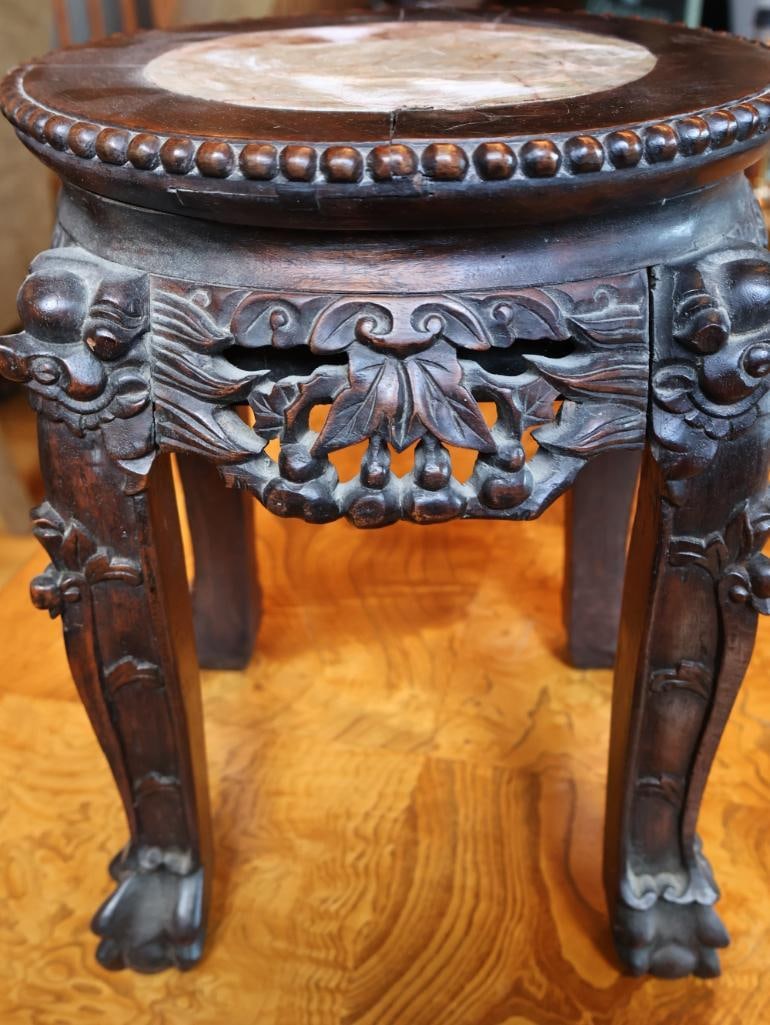 Antique Chinese Carved Plant Stand - 4