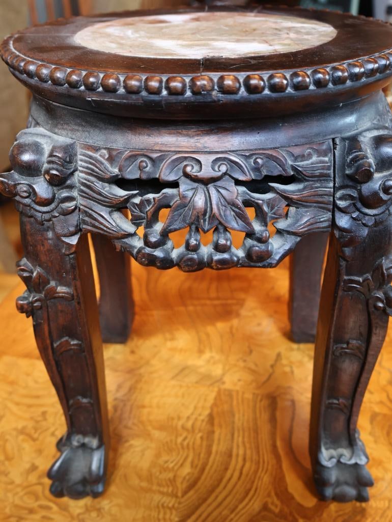 Antique Chinese Carved Plant Stand - 5