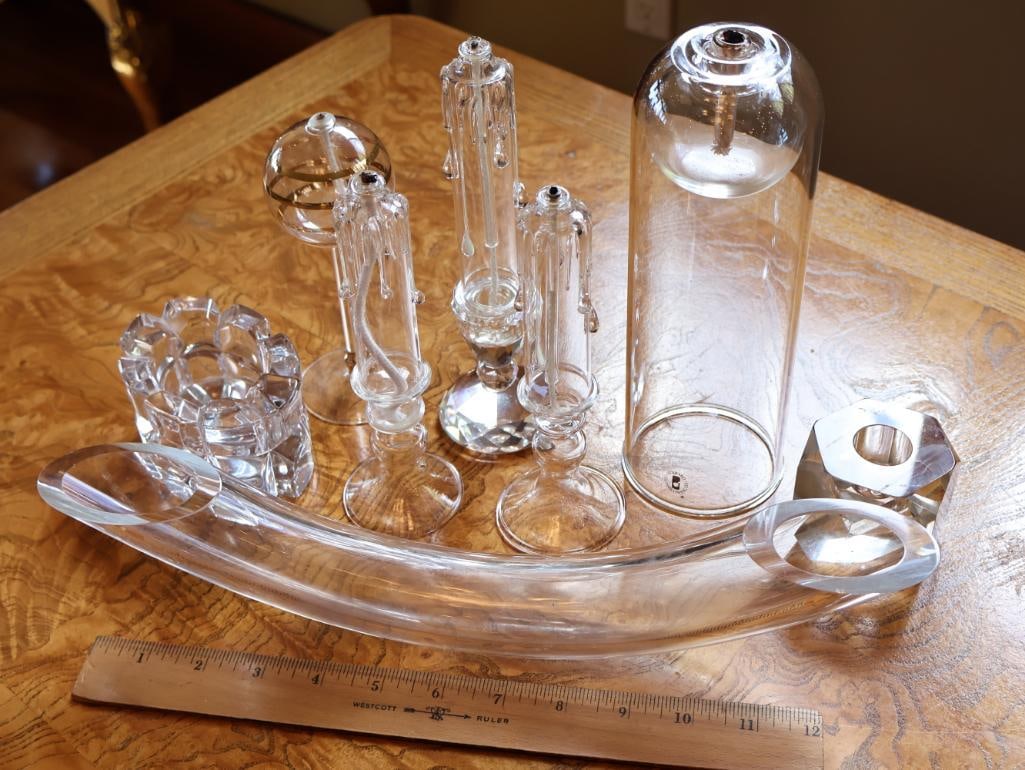 Assorted Vintage Clear Crystal and Art Glass Decorative Accessories - 2