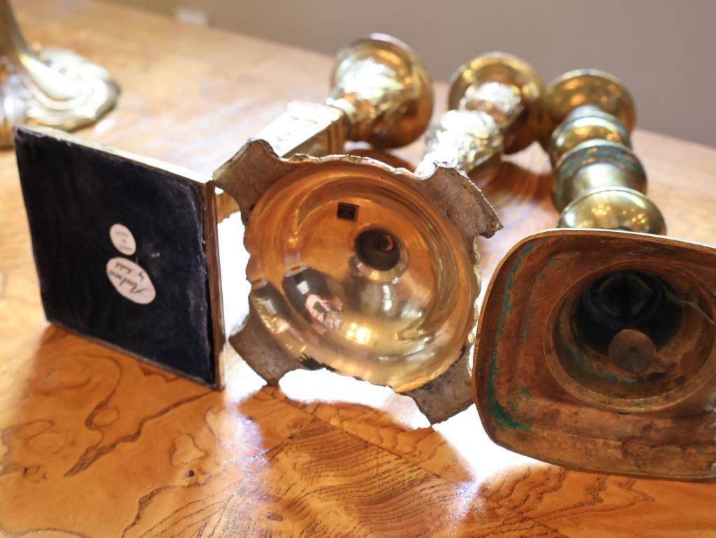 Assorted Vintage Brass and Metal Candlestick Holders - 10