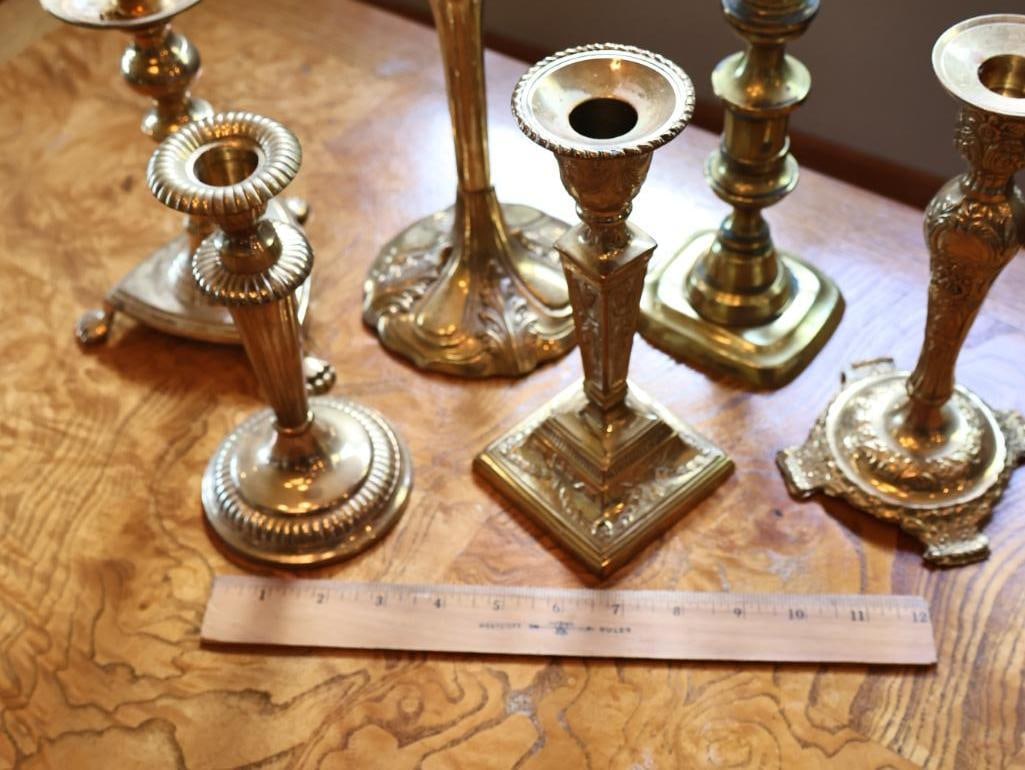 Assorted Vintage Brass and Metal Candlestick Holders - 2