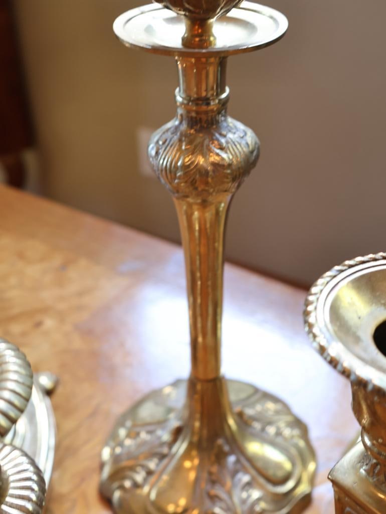 Assorted Vintage Brass and Metal Candlestick Holders - 8