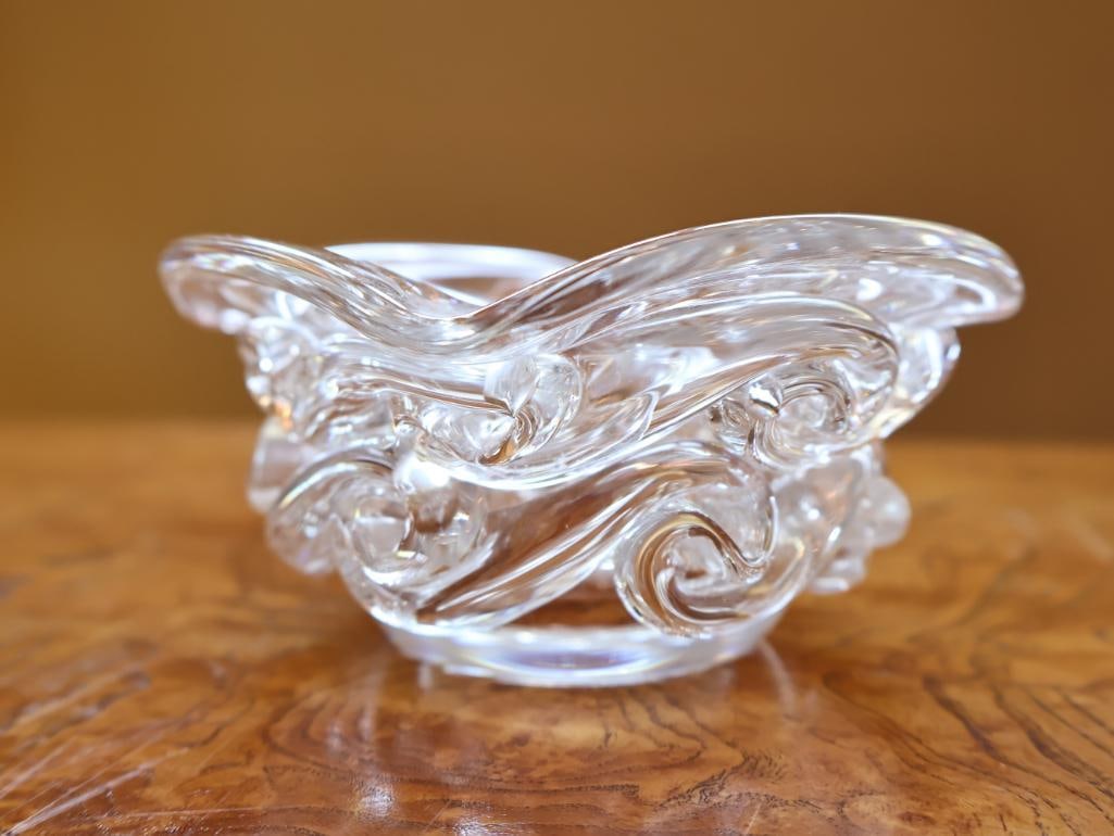 Lalique France Frosted Crystal Bird Vase ad Heavy Clear Sculptural Bowl - 10