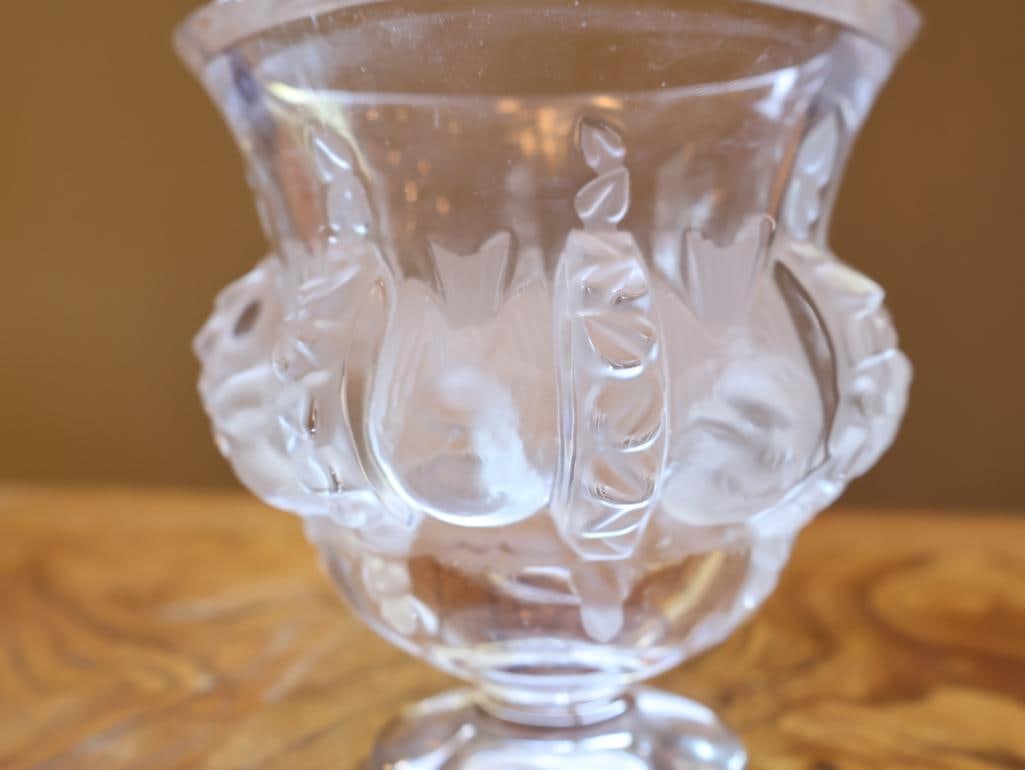 Lalique France Frosted Crystal Bird Vase ad Heavy Clear Sculptural Bowl - 5