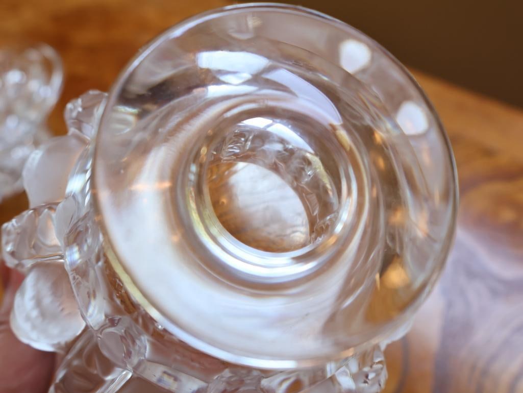 Lalique France Frosted Crystal Bird Vase ad Heavy Clear Sculptural Bowl - 6