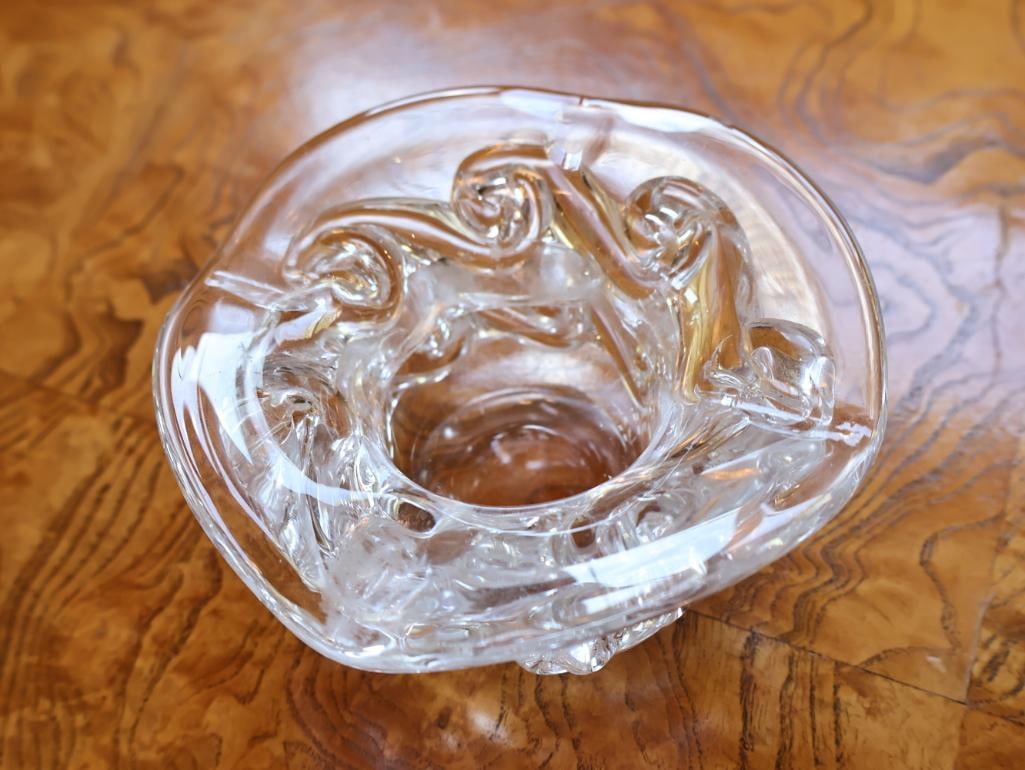 Lalique France Frosted Crystal Bird Vase ad Heavy Clear Sculptural Bowl - 9