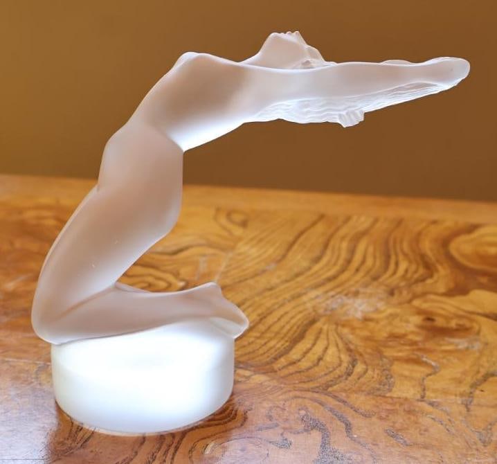 Lalique France Danseuse Frosted Crystal Nude Female Figurine: Signed Lalique France on the underside. Approx. 5"H x 7"L