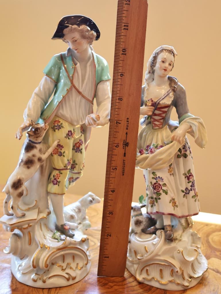 Pair of Meissen Porcelain Pastoral Figurines - 2