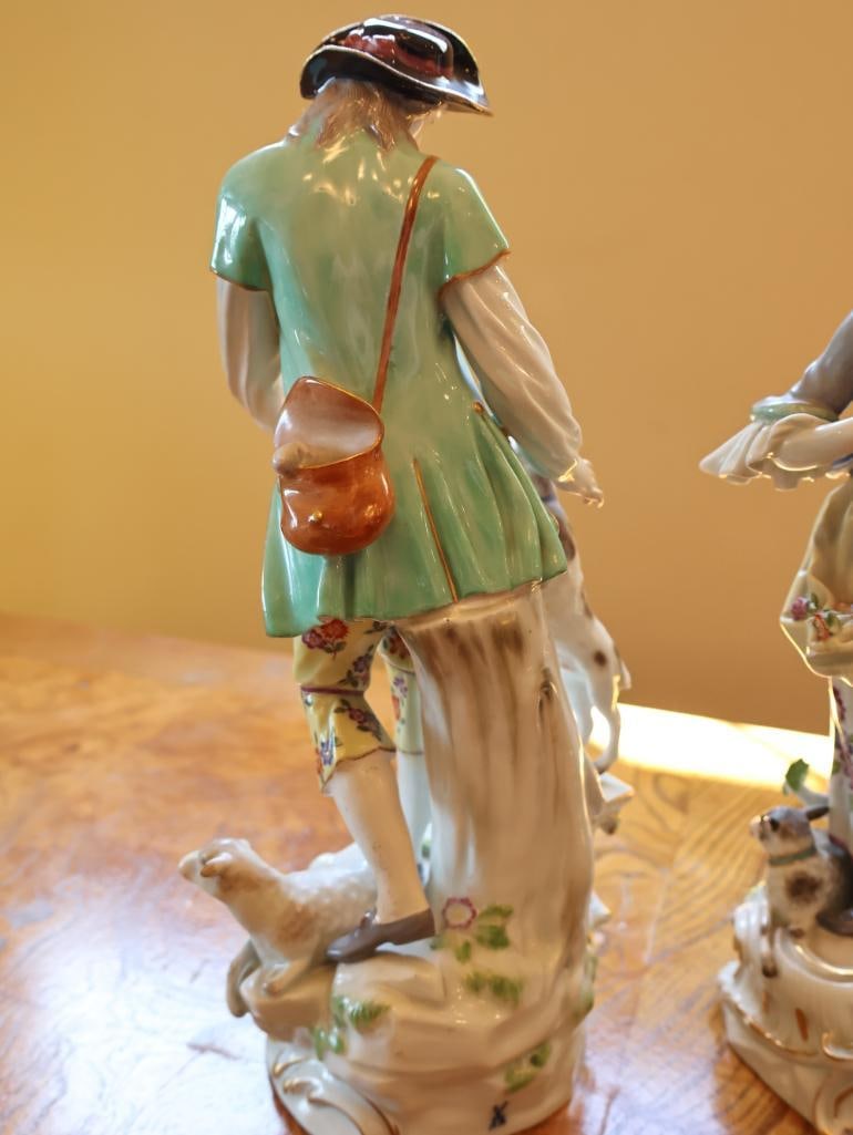 Pair of Meissen Porcelain Pastoral Figurines - 8