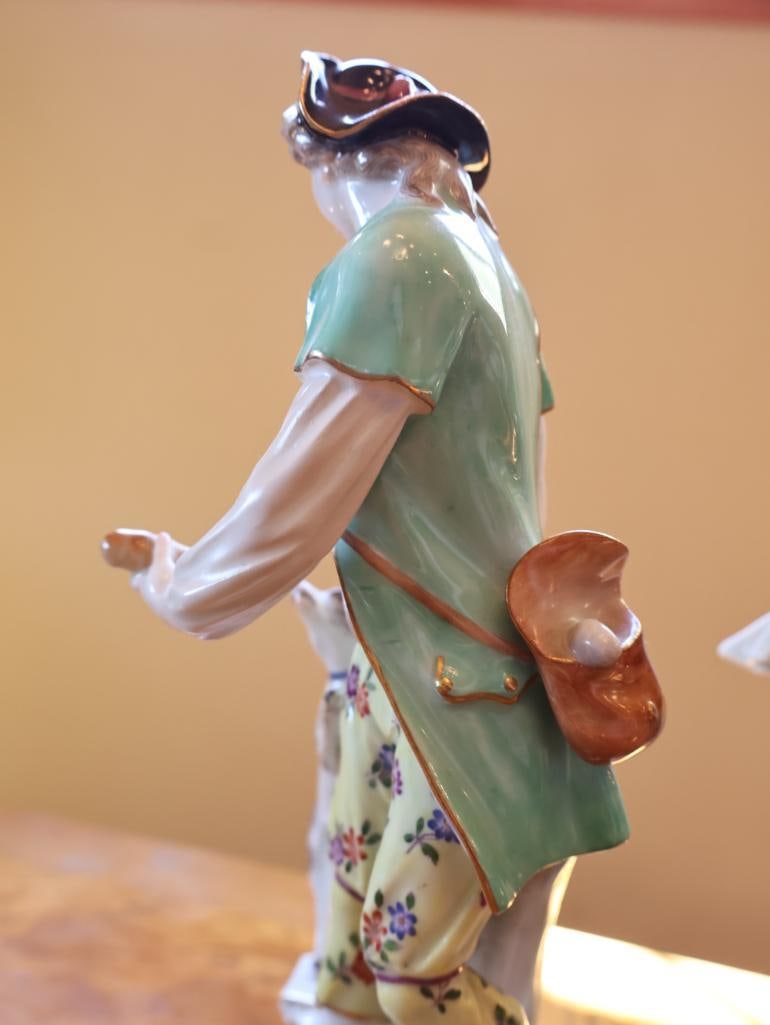 Pair of Meissen Porcelain Pastoral Figurines - 9
