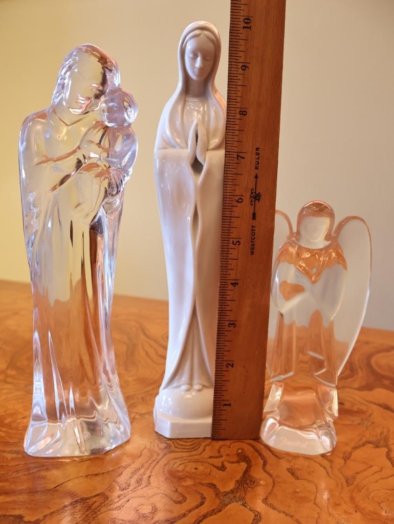 Meissen Porcelain Madonna and Baccarat Crystal Religious Figurines - 2