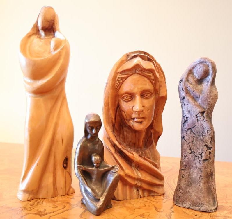 Collection of Figural Sculptures Carved Wood, Bronze and Stone (1 of 16)