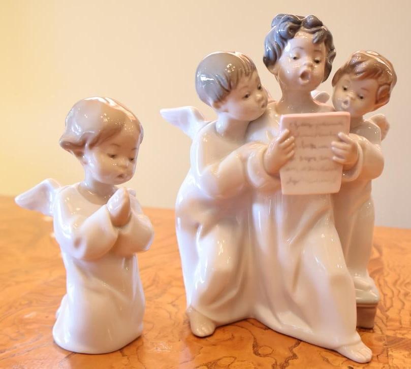 Pair of Lladro Porcelain Angel Figurines Choir & Praying Angel (1 of 8)