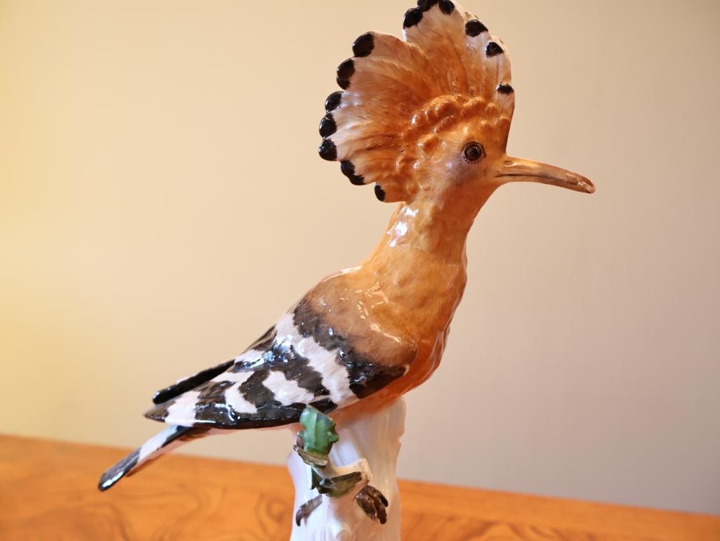 Meissen Hand-Painted Porcelain Hoopoe Bird Figurine - 3