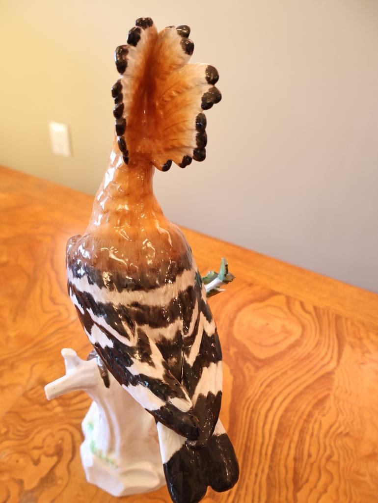 Meissen Hand-Painted Porcelain Hoopoe Bird Figurine - 9