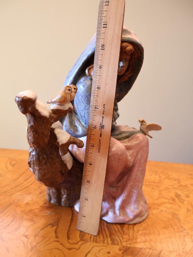 Lladro Winter Girl with Birds Porcelain Figurine - 2