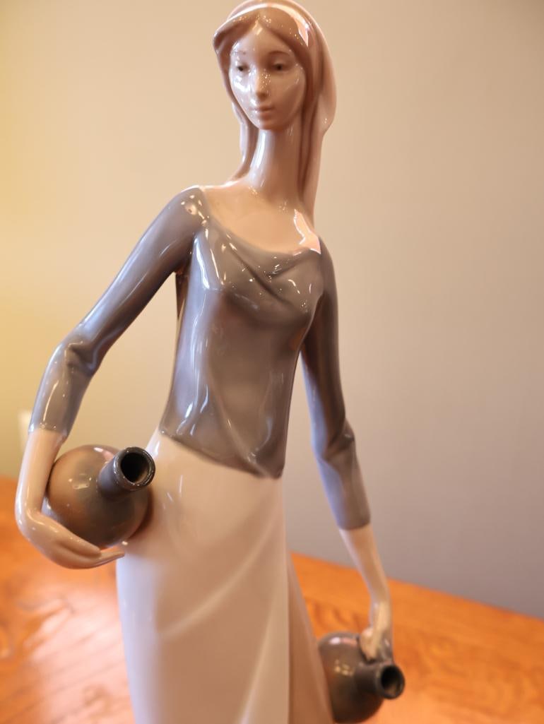 NAO by Lladro Woman Carrying Water Jugs Porcelain Figurine - 4