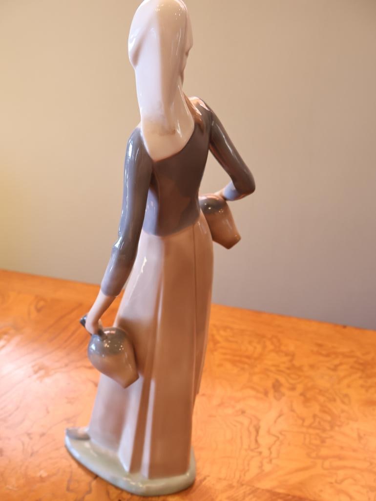 NAO by Lladro Woman Carrying Water Jugs Porcelain Figurine - 6