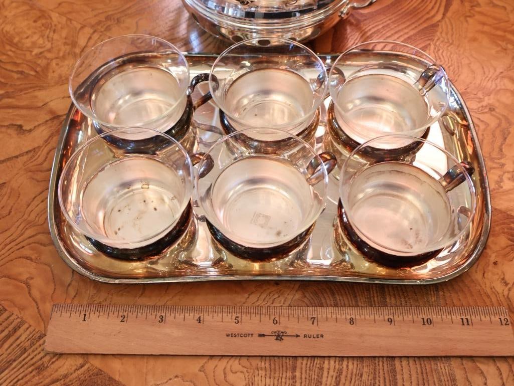 Vintage HKE Porcelain and Chrome Coffee Service Set - 2