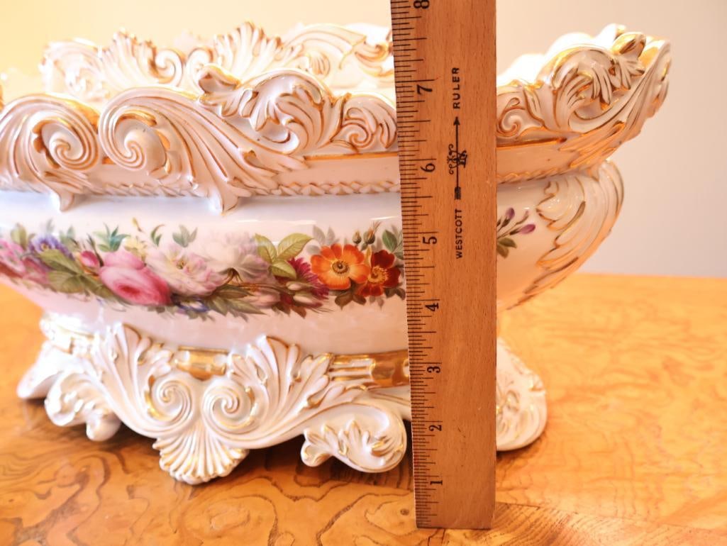 Large Rococo Revival Porcelain Floral Centerpiece / Flower Frog with Gilt Decoration - 2