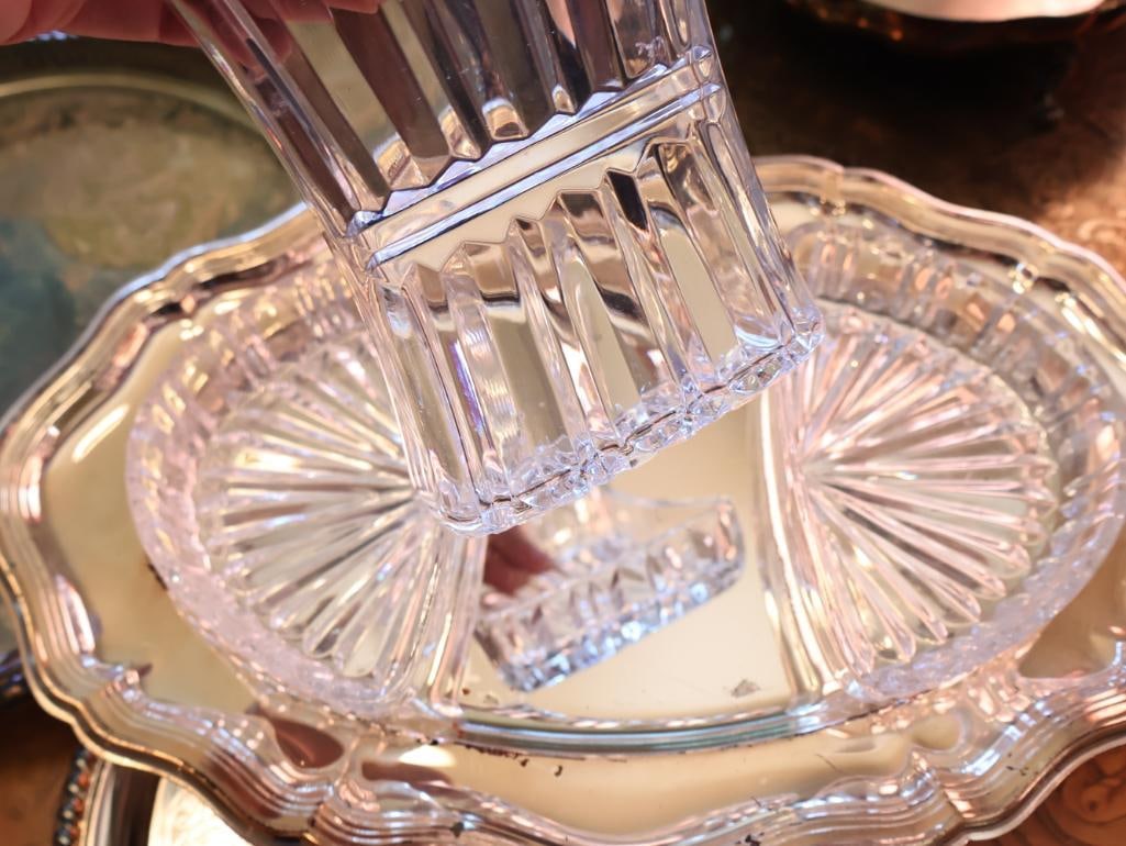 Collection Silverplate Platters including Two with Glass Inserts - 3